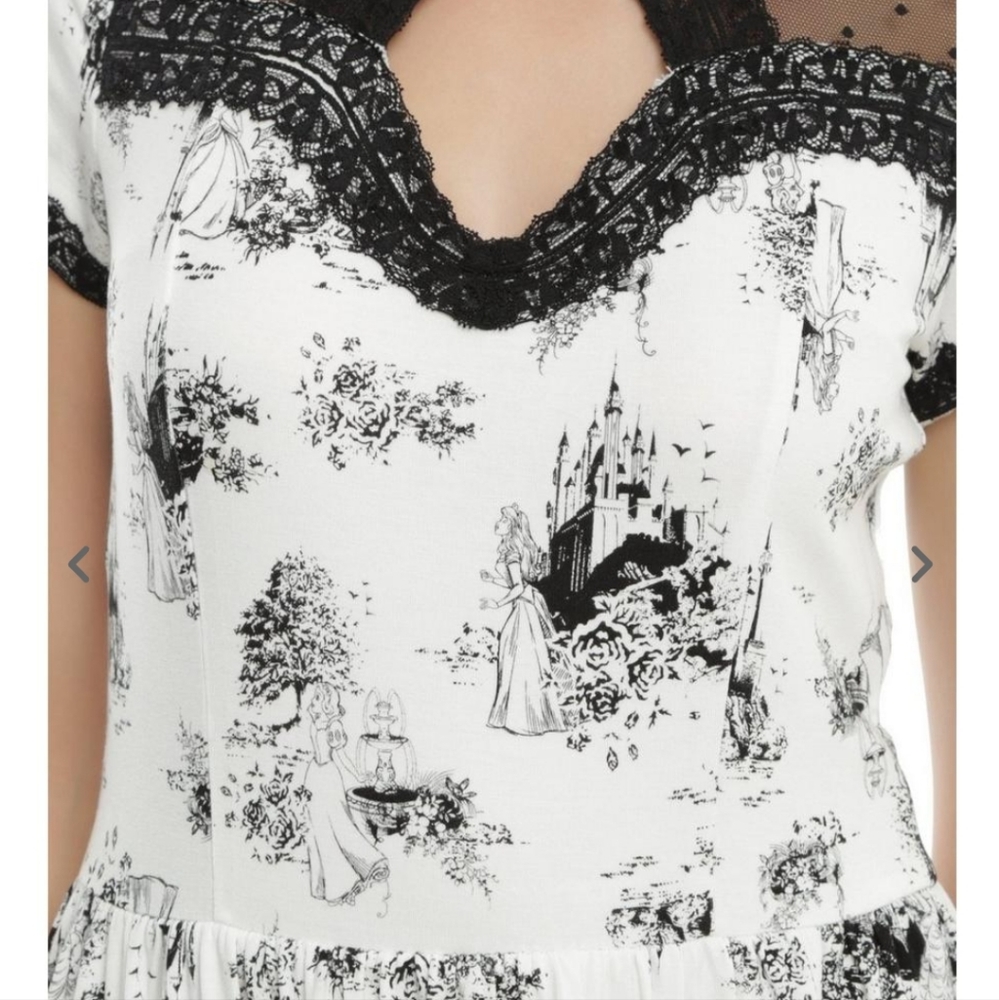 Disney Princess White & Black Toile Print Dress - Picture 2 of 3